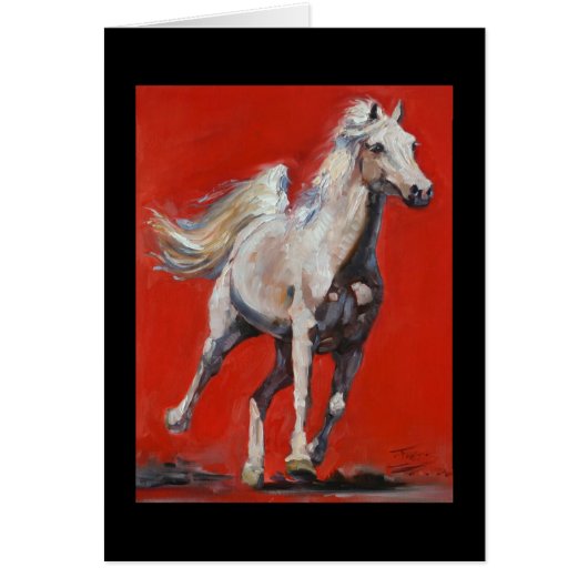 White on Red Arabian horse card (Front)