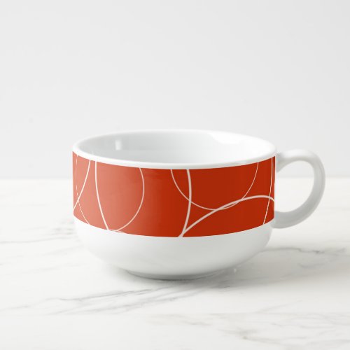 White on Red Circular Pattern Soup Mug