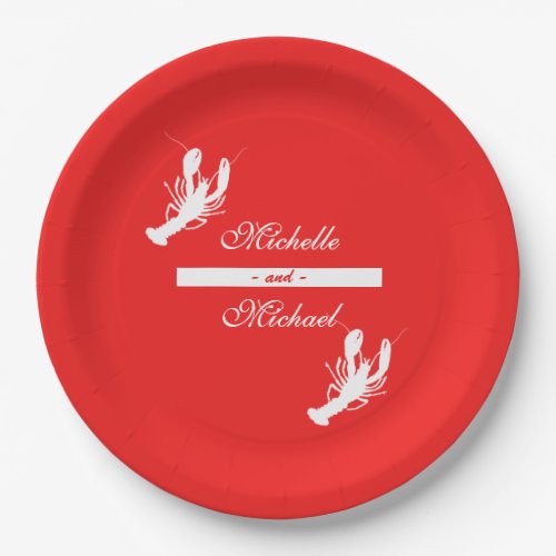 White on Red Crawfish Boil Event Plates