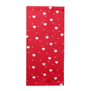 White On Red Cute Valentines Hearts Pattern Cloth Napkin