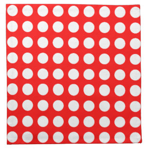 White on Red Large Size Horizontal Polka Dots Cloth Napkin