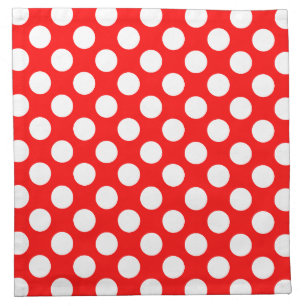 White on Red Large Size Polka Dots Cloth Napkin