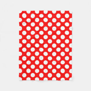 White on Red Large Size Polka Dots Fleece Blanket