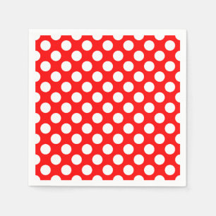 White on Red Large Size Polka Dots Paper Napkins