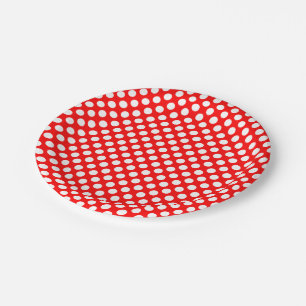 White on Red Medium Size Polka Dots Paper Plates
