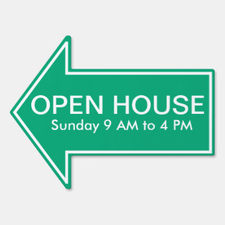 White on Red Open House Arrow Yard Stake Sign