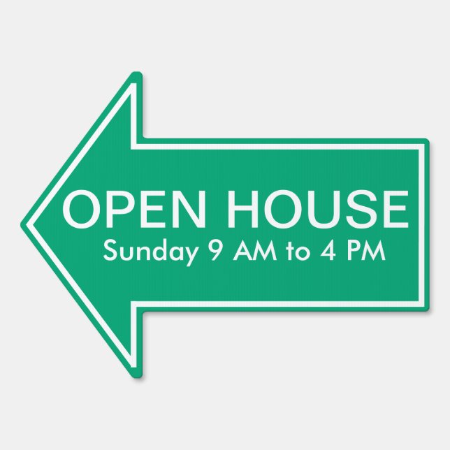 White on Red Open House Arrow Yard Stake  Sign (Front)