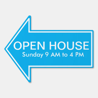 White on Red Open House Arrow Yard Stake Sign
