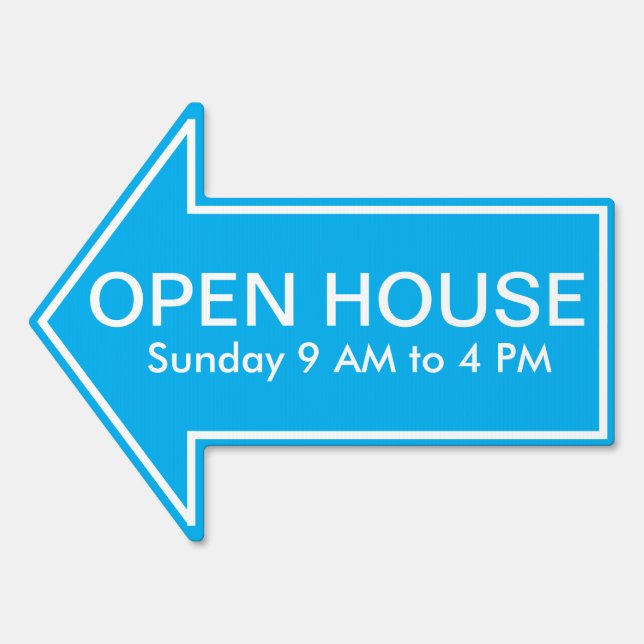 White on Red Open House Arrow Yard Stake  Sign (Front)