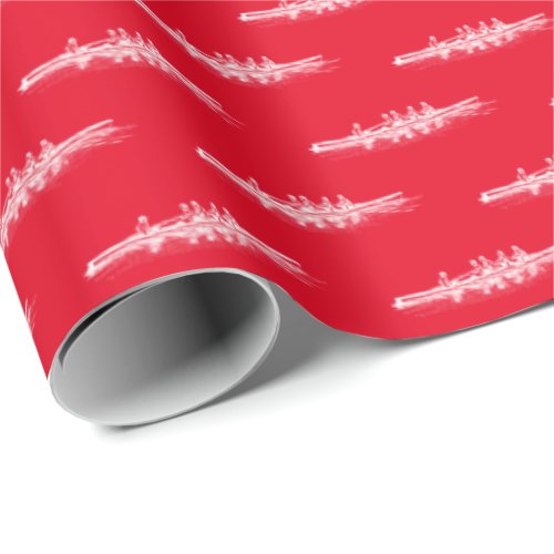 White on Red Rowing Rowers Crew Team Water Sports Wrapping Paper