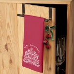 White on Red Scandinavian Christmas Tree Kitchen Towel<br><div class="desc">Cozy little Scandinavian style Christmas Tree- featuring red dala horses, florals and reindeer in the shape of a Christmas Tree. The phrase Merry Christmas is featured over the Christmas Tree and is customizable. Edit text from the product page or to change font styles or colors, use the design tool for...</div>