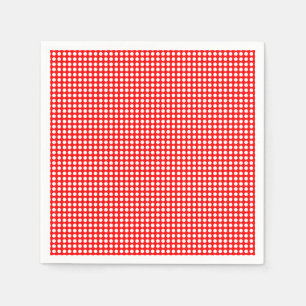 White on Red Small Horizontal Polka Dots Paper Napkins