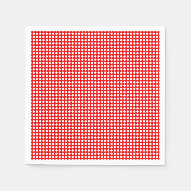 White on Red Small Horizontal Polka Dots Paper Napkins (Front)
