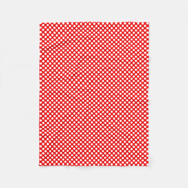 White on Red Small Size Polka Dots Fleece Blanket (Front)