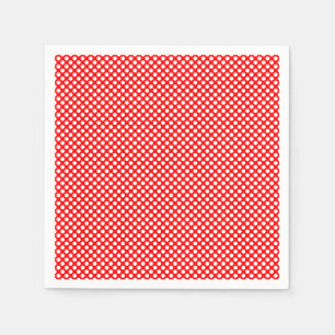 White on Red Small Size Polka Dots Paper Napkins