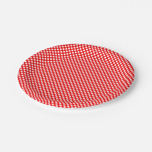 White on Red Small Size Polka Dots Paper Plates (Angled)