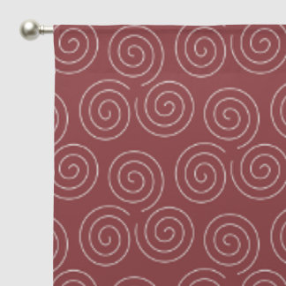 White on Red Triple Spiral Set Geometric Sheer Curtains