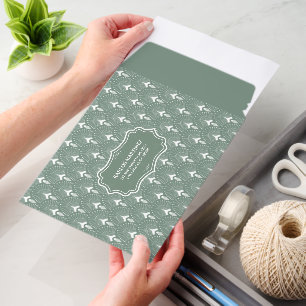 White on Sage Green Art Deco Pattern Envelope Mailers