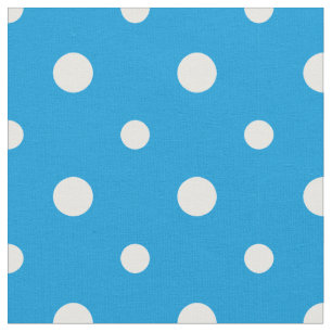 White on Sky Blue Polka Dots Daisy Chain Fabric