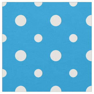 White on Sky Blue Polka Dots Daisy Chain Fabric