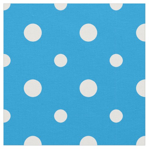 White on Sky Blue Polka Dots Daisy Chain Fabric