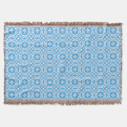 White on Sky Blue Welsh Tapestry Pattern Blanket