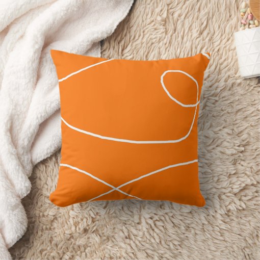 White on Tangerine Throw Pillow Zazzle