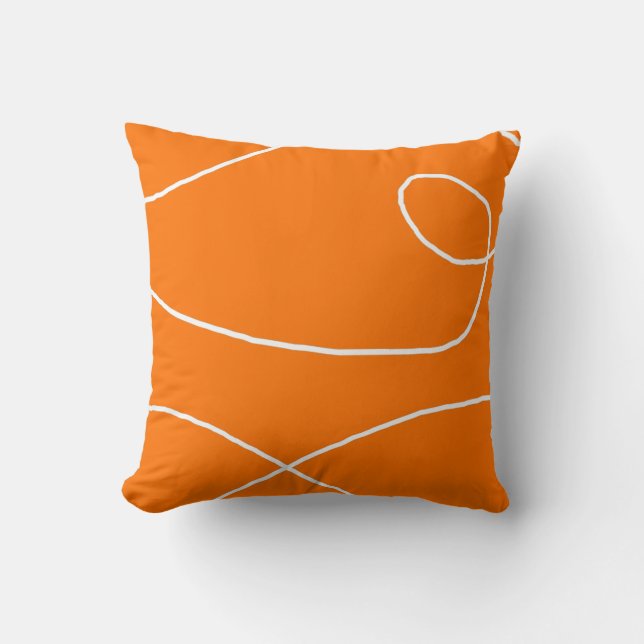 White on Tangerine Throw Pillow (Front)