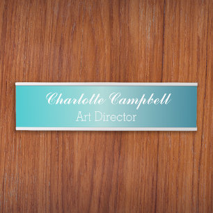 White On Turquoise Office Door Sign