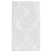 White on White Bridal Lace Embossed-Look Gift Bag (Back)