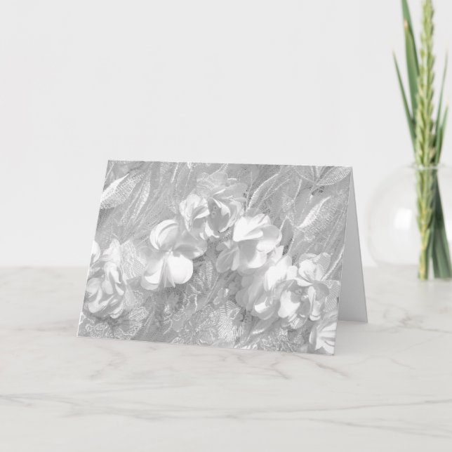 White on White Floral Fabric, Blank Inside Card (Front)