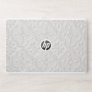 White On White Floral Pattern HP Laptop Skin