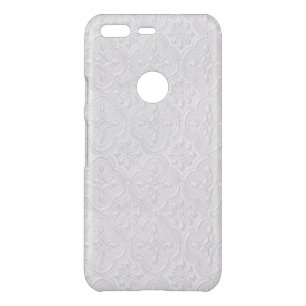 White On White Floral Pattern Uncommon Google Pixel Case