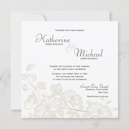 White on White Floral Wedding Invitations