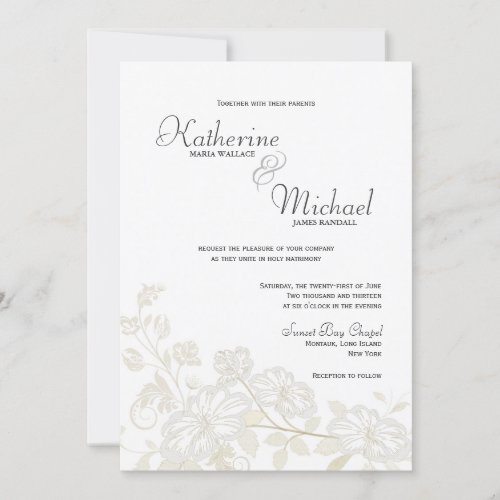 White on White Floral Wedding Invitations
