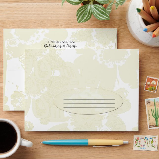 White on White Flower Beige Envelope (Desk)