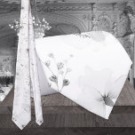 White On White Garden Peony Wedding Neck Tie<br><div class="desc">A white wedding neck tie featuring a pure white background with grayish whitened florals of peonies and greenery sprigs in a high key all-white wedding neck tie.</div>