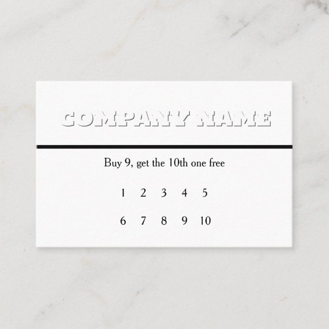 White on White Generic Loyalty Rewards Business Card (Front)