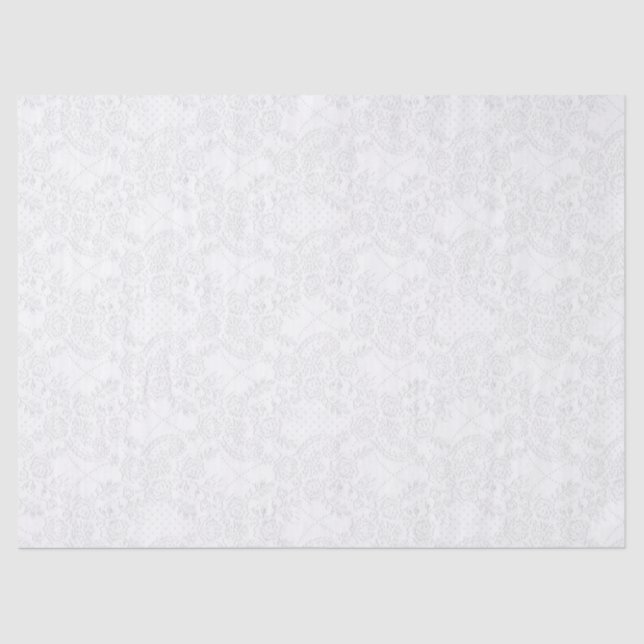 White on White Lace Embossed Look Tissue Paper (Front)