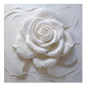White On White - Sculpted Rose Acrylic Print