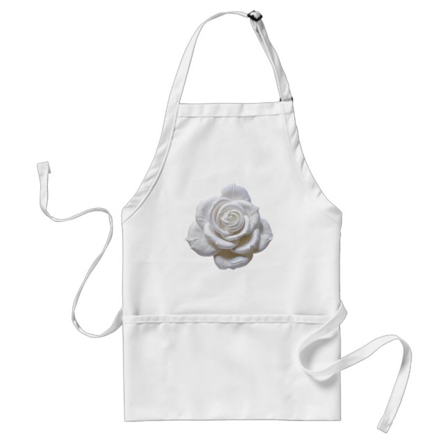 White On White - Sculpted Rose Adult Apron (Front)