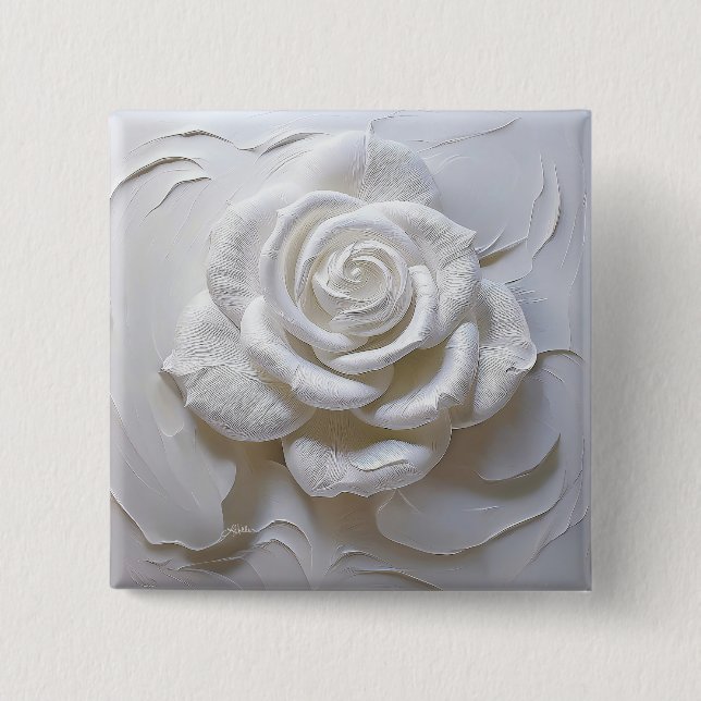 White On White - Sculpted Rose Button (Front)