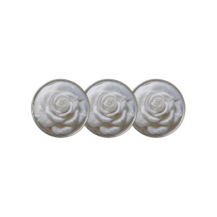White On White - Sculpted Rose Golf Ball Marker