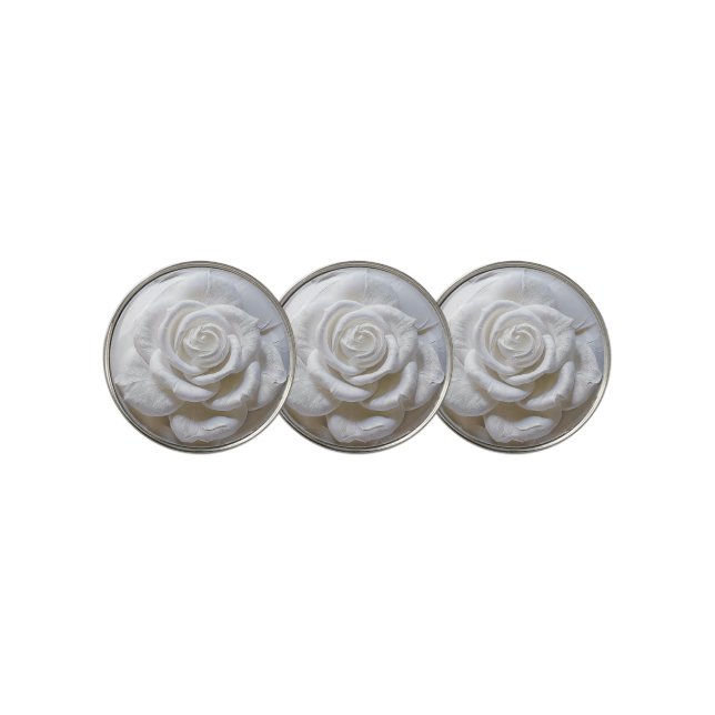 White On White - Sculpted Rose Golf Ball Marker (3 Up)