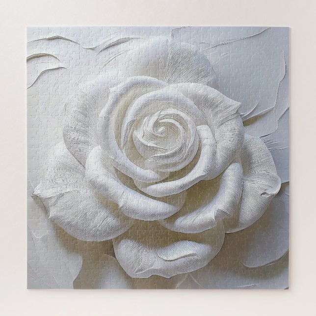 White On White - Sculpted Rose Jigsaw Puzzle (Vertical)