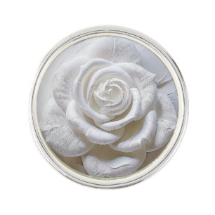 White On White - Sculpted Rose Lapel Pin