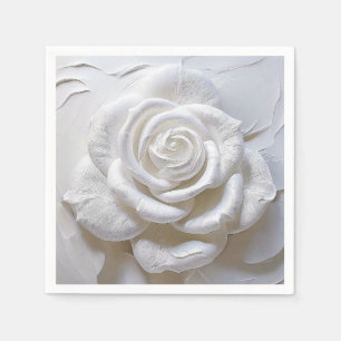 White On White - Sculpted Rose Napkins