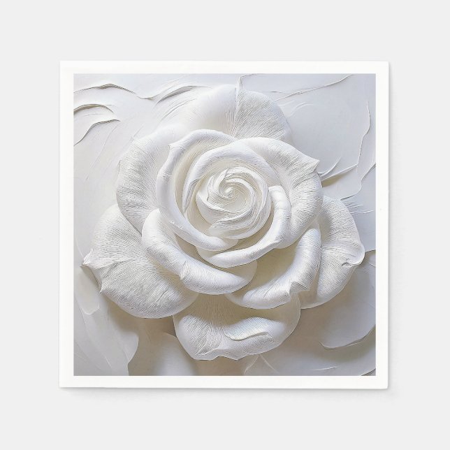 White On White - Sculpted Rose Napkins (Front)