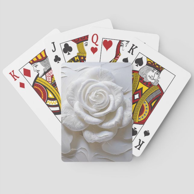 White On White - Sculpted Rose Poker Cards (Back)