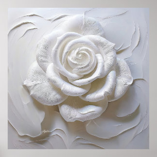 White On White - Sculpted Rose Poster